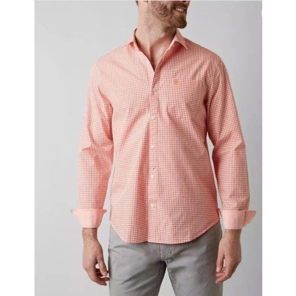 NWT Original Penguin Gingham Shirt XL Heritage Slim Fit Orange Plaid NEW